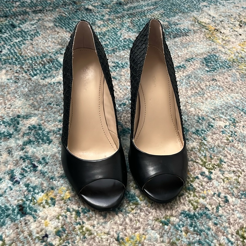 Calvin Klein snake skin wedges